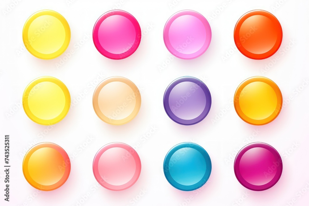 A set of flat buttons with gradient colors on a white background A set of flat buttons with gradient colors on a white background