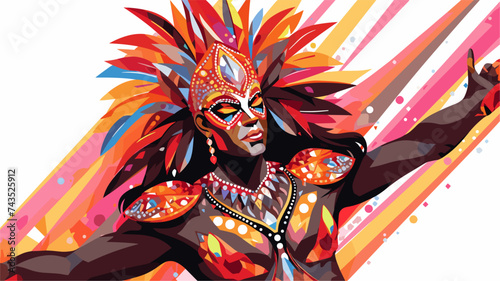 Carnival performer with a glamorous costume adorned with rhinestones. simple Vector art