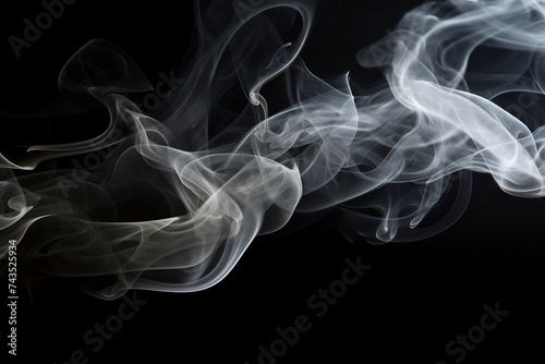 Abstract Swirls of Smoke on Black Background. Elegance and Mystery in Smoke Photography