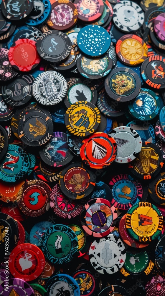 A collage of casino chips each one representing a unique story
