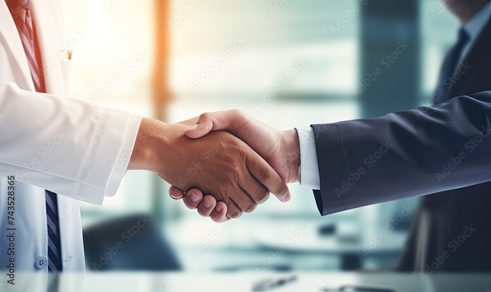 A Professional Agreement: Businessmen Shaking Hands in Office