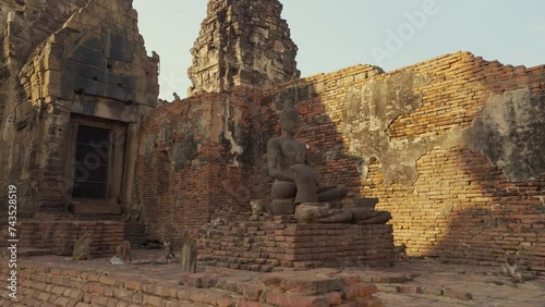 Wat Phra Prang Sam Yot, ancient architecture in Lop Buri Province in Thailand. Phra Prang Sam Yot temple with monkey, ancient architecture in Lopburi, Thailand photo