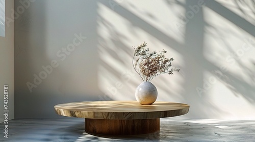 Empty beautiful wood table top counter and blur bokeh modern kitchen interior background 