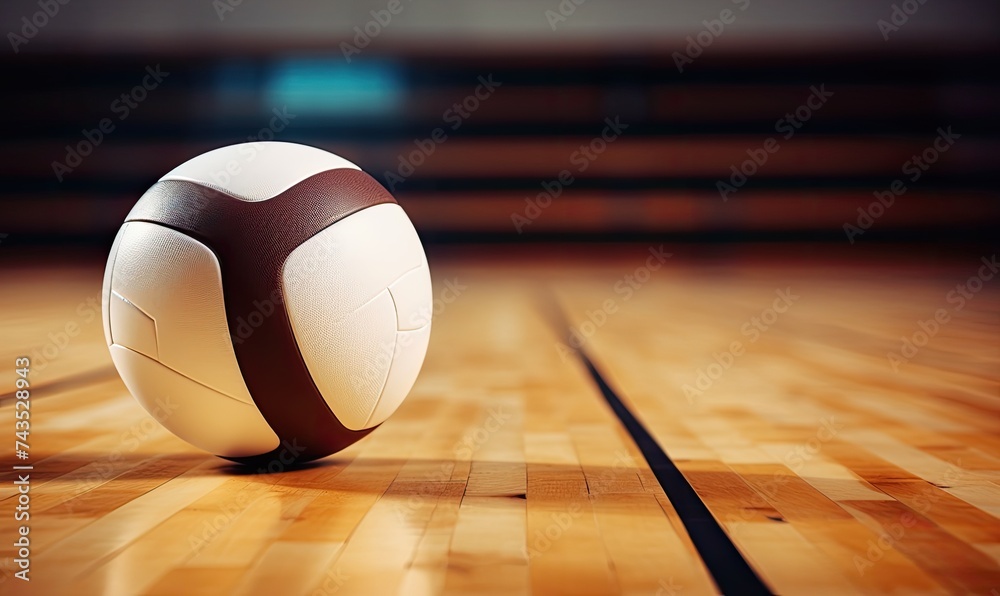 White and Brown Volleyball on Wooden Court