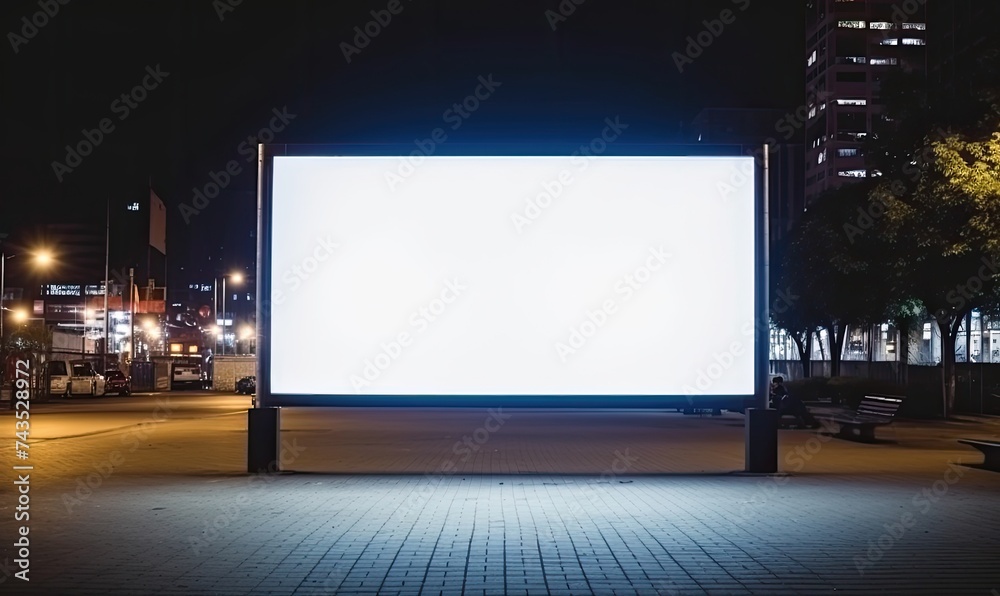 Large White Billboard on Roadside
