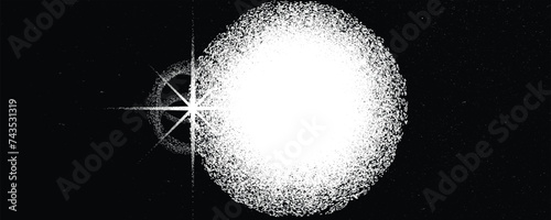 Sun explosion . Solar  x flare . Big eruption of plasma with magnetic loops . Exploding star in space. Solar flash of radiation on sun surface . Noise texture 