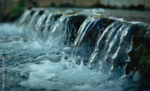 Waterfall in the forest. Water is the source of life. A slide background for showcasing the importance of water. Background image. Created with Generative AI technology.