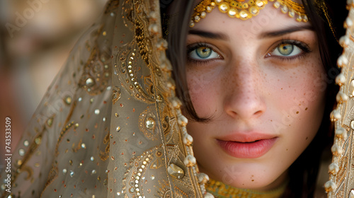 Beautiful face of a Bengali bride, isolated, Portrait of beautiful Pakistani girl, portrait of a beautiful Indian bride, Generative Ai photo
