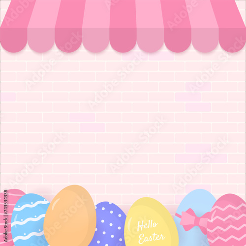 Easter shop with brick wall background