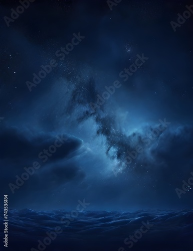 Blue background with alpha channel, Dark Blue Background Mysterious Night Sky with Desolate Atmosphere - Generative AI
