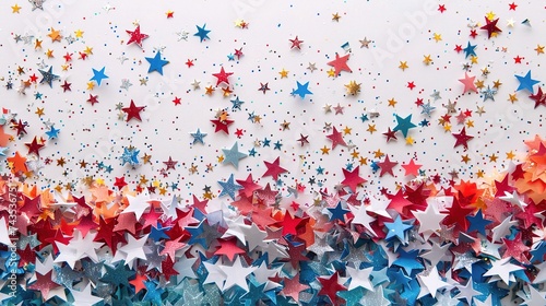 Festive background with sparkling stars and confetti for a merry Christmas celebration