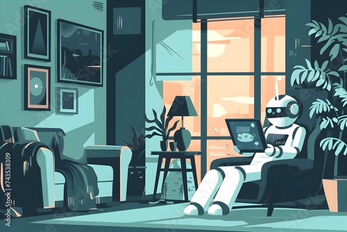 Robot Using Technology in Stylish Illustrations