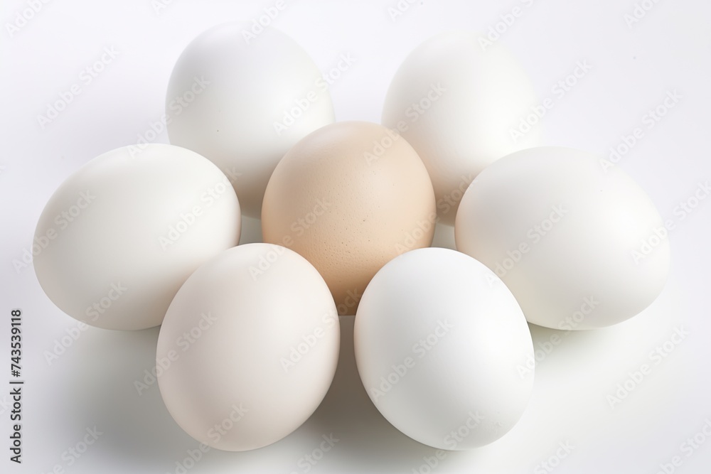 Eggs On White - Fresh and Edible White Chicken Hen Eggs - Perfect Ingredient for a Healthy Diet