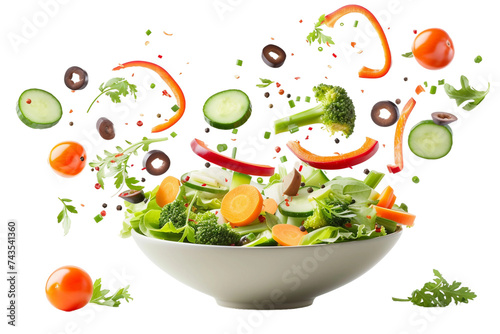 Veggie Salad Leap on Transparent Background, PNG © AIstudio1