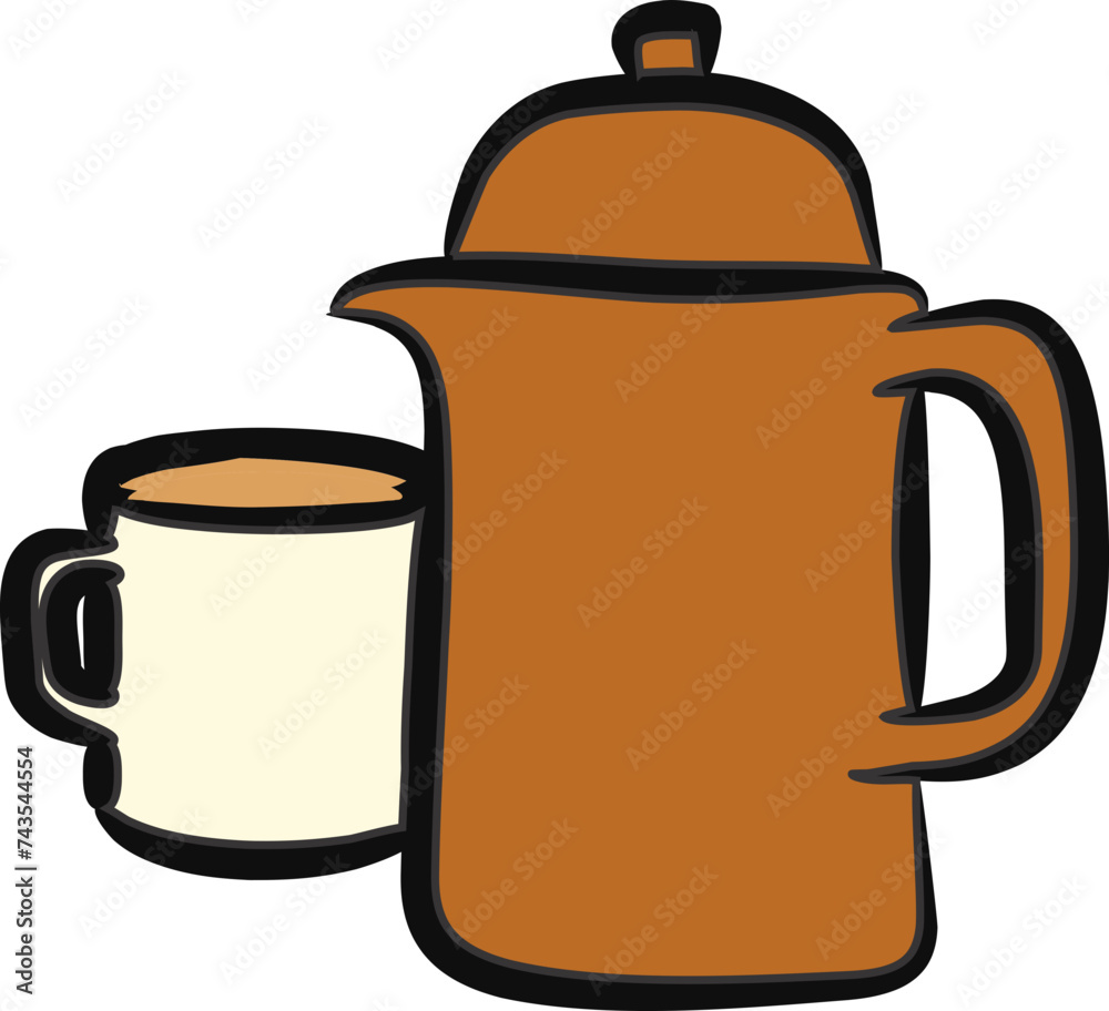 Hand drawing of teapot with cup for breakfasting in Ramadan holy month. Ramadan Kareem. Ramadan Mubarak. Editable SVG file. Hand drawing of teapot with cup for breakfasting in Ramadan holy month. Ramadan Kareem. Ramadan Mubarak. Editable SVG file.