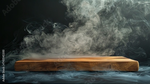 Smoky wooden table. Generative AI