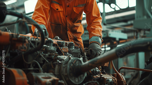 Skilled Mechanic Performing Maintenance on Heavy Machinery During Workday