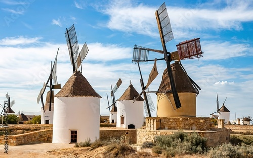 Group of windmills in Campo de Criptana. La Mancha, Spain photo