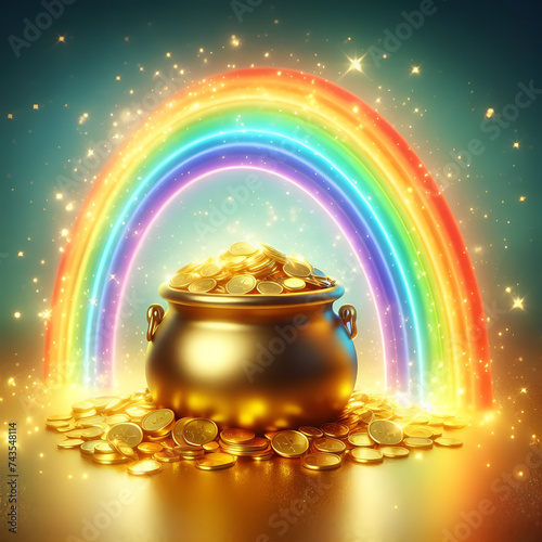 Generative AI, pot of gold with rainbow