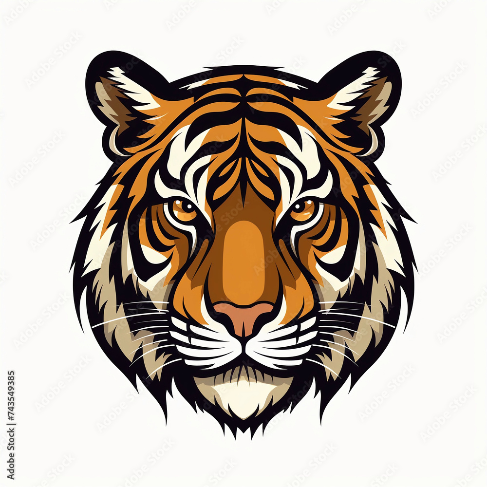 flat vector logo of a tiger isolated on white background Job ID: 62dc351a-7d65-4a44-a2a3-a465bc7f4141