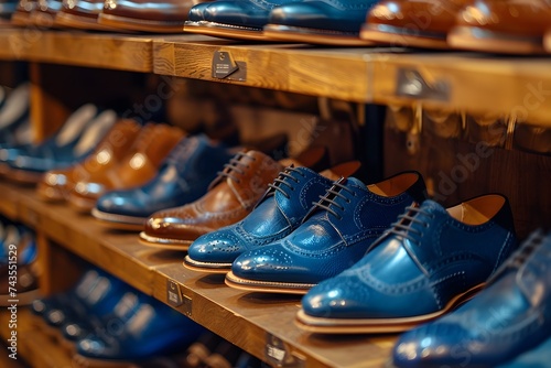 Neatly organized luxury leather shoes