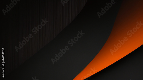 Geometrisches abstraktes breites horizontales Banner mit orangefarbenen und schwarzen Linien und Formen. Farbiger, moderner, sportlicher, heller, futuristischer, horizontaler, abstrakter, breiter. photo