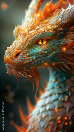 Dragon, symbol of 2024, Chinese dragon, mythical animal of incredible beauty with magical abilities, fire and water