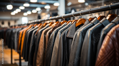 men's coats on hangers in a store