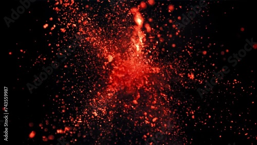 Super slow motion Explosion of color powder on black background. Filmed on a high-speed camera at 1000 fps. High quality FullHD footage photo
