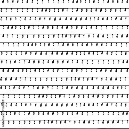 Black and white striped hand drawn seamless pattern. Drops