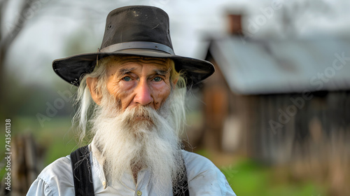 Elderly Amish Wisdom: Timeless Traditions in Detailed Portrait photo