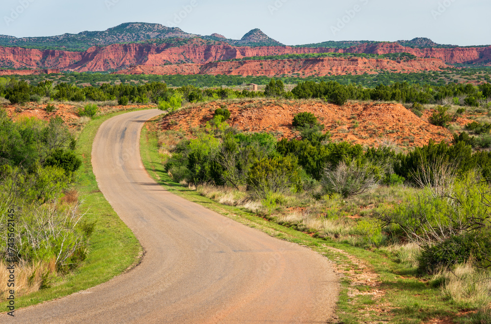 Winding Road at Caprock Canyons State Park, in the eastern edge of the ...