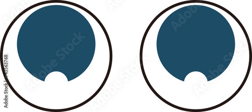 An emoji vector image icon illustration that can express various expressions and emotions. Used for making eyes, eyeballs, eyes, gaze, expression, emotion, animation, and characters. 표정과 감정표현 얼굴 아이콘
