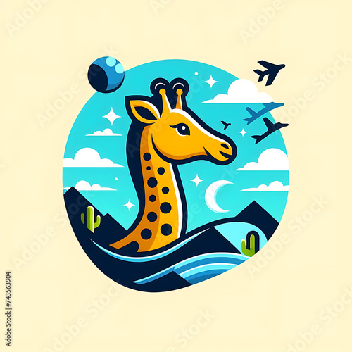 flat logo of Vector giraffe illustration vector  colorful giraffe illustration