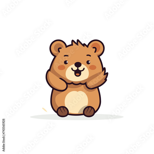 Cute cartoon beaver. Vector illustration isolated on white background.