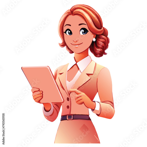 watercolor young girl businesswoman 