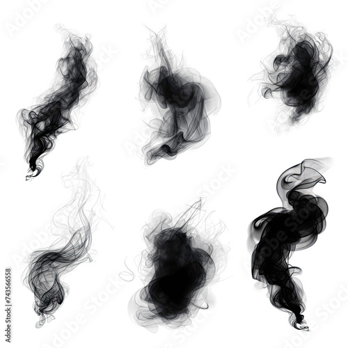 smoke clouds isolated on black background