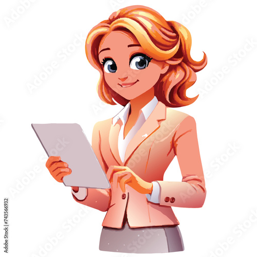 watercolor young girl businesswoman 