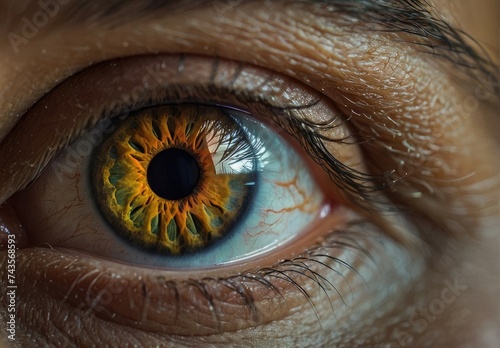 Mesmerizing Close-Up of Colorful Eye Ball and Pupil Iris Spectrum of Vision