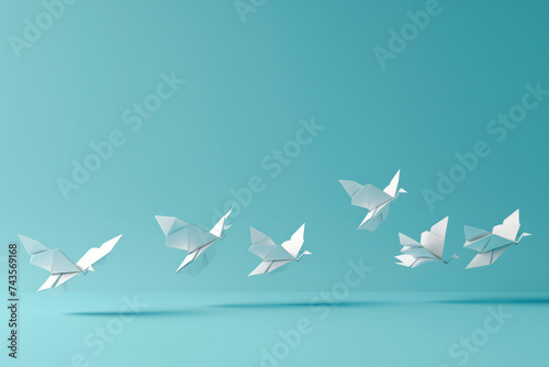 success and Transform ideas and creativity in business ideas through folding paper birds in blue background