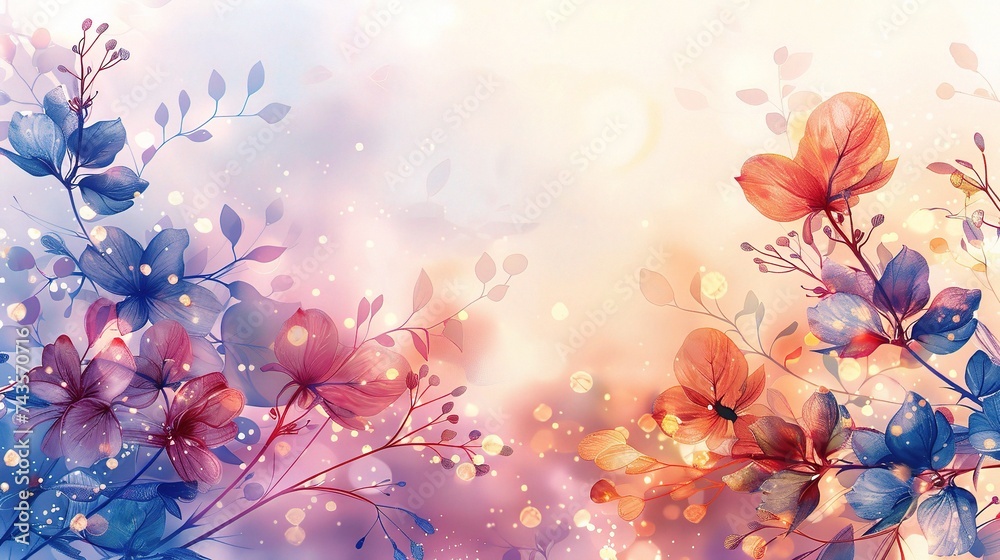Luxurious golden wallpaper. Banner with flowers. Watercolor pink, blue, lilac spots on a white background. Luxurious golden wallpaper. Banner with flowers. Watercolor pink, blue, lilac spots on a white background.