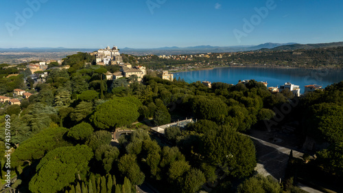 Photography Aerial view of the Papal Palace of Castel Gandolfo, near Rome, Italy