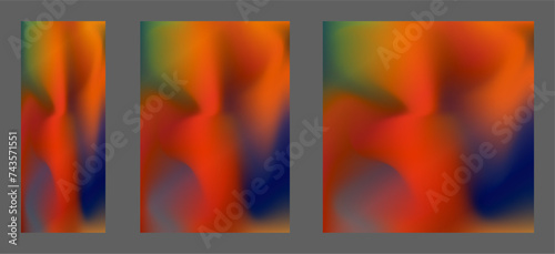A set of templates with a colorful background. Colorful gradient with blur. The effect of liquid art and smooth flow of color.