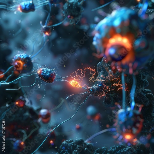 Synaptic Transmission in Neural Network - Conceptual 3D Illustration