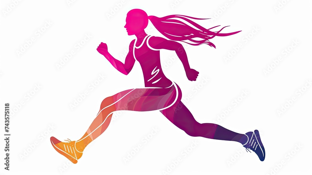 Woman Running in a Marathon