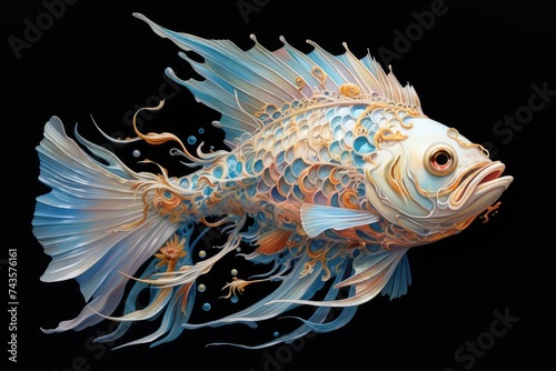 Ethereal Aquatic Elegance - Surreal Watercolor Fish Generative AI