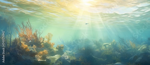Sunlit Seaweed Garden - A Tranquil Underwater Oasis Generative AI