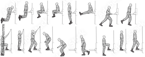 Illustration Military Fitness Workout / Dip Station / Jump Station