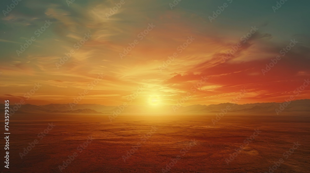 Warm hues blend with a crisp horizon line against a soft, atmospheric desert backdrop at sunset. Warm hues blend with a crisp horizon line against a soft, atmospheric desert backdrop at sunset.