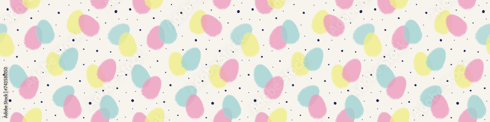 Abstract Easter banner with colourful eggs. Design of a seamless pattern. Panoramic header. Vector illustration